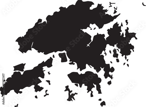 Hong Kong Vector Map Black Silhouette 