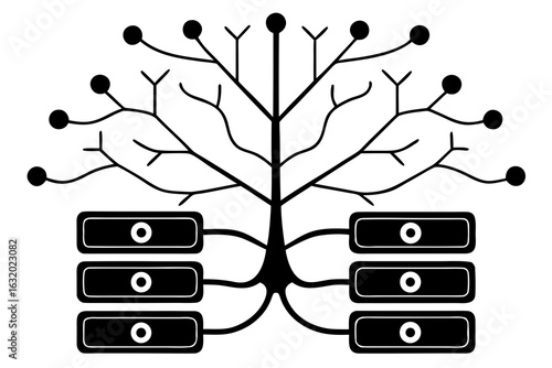 Neural network and biological system icon for data processing and connectivity.