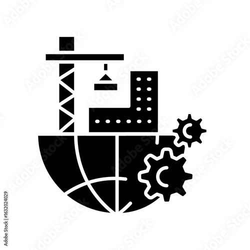 
land use change black flat icon.