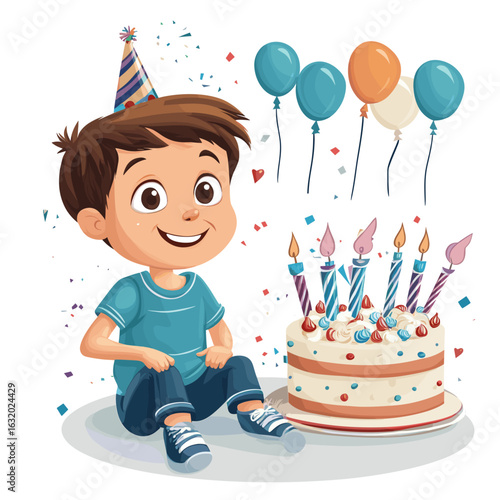 Happy birthday celebration with a boy