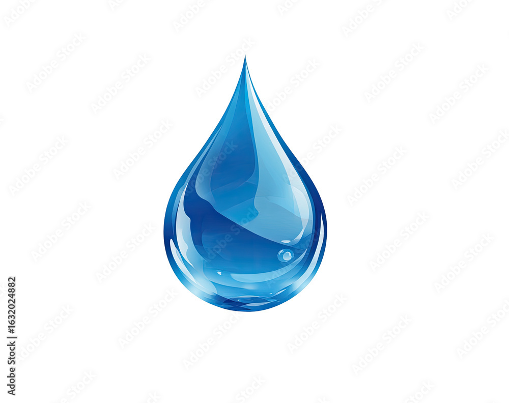 A vibrant blue water droplet, isolated on black. Glossy, detailed depiction of liquid A vibrant blue water droplet, isolated on black. Glossy, detailed depiction of liquid