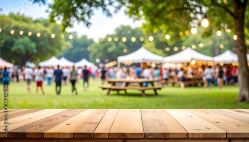 Outdoor festival with wooden table (1)