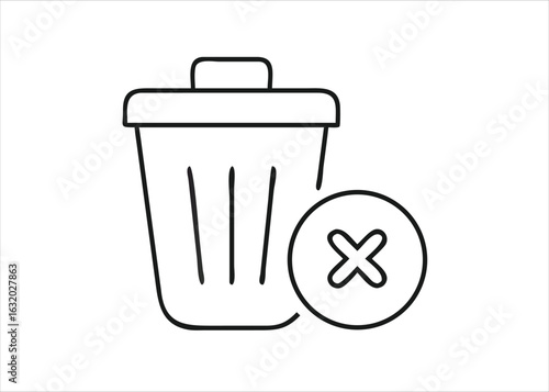 Simple trash bin delete symbol representing removal or disposal of unwanted items isolated on white background