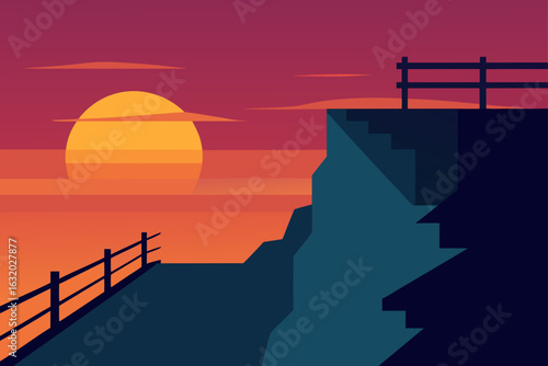 cliffside viewpoint railings sunrise