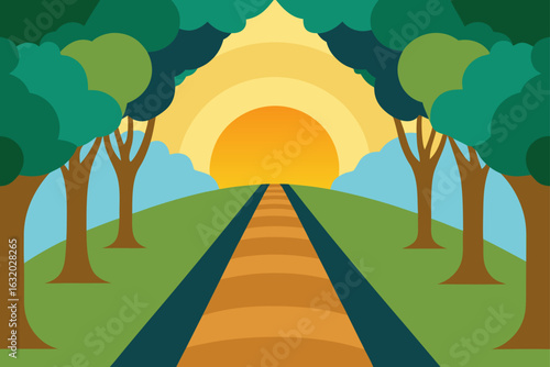 tree tunnel path sun drenched
