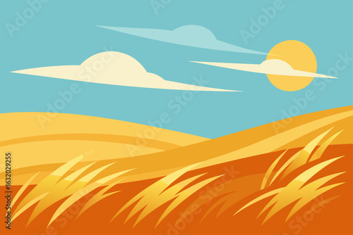 windblown prairie glowing sun