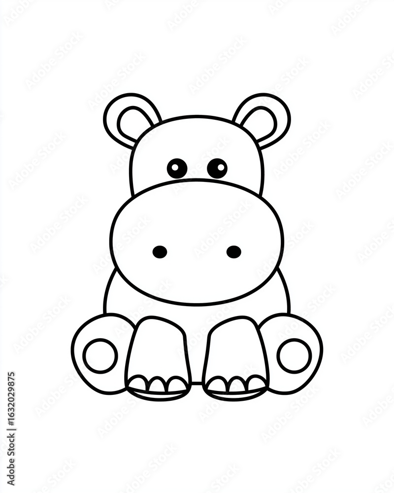Naklejka premium hippopotamus template on a transparent background for coloring
