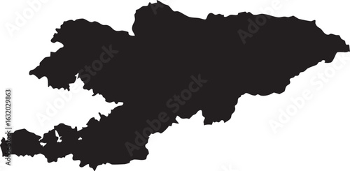 Krygyzstan Vector Map Black Silhouette 