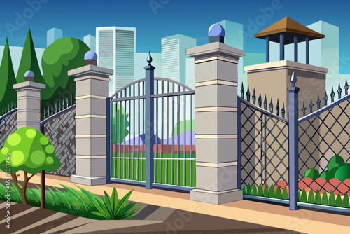 vector of Modern steel fence model that has many applications in buildings and other possibilities...