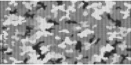 Halftone camouflage pattern with a modern, artistic look. Abstract military texture combining pixel and dotted elements using a limited color palette. Vector