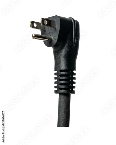Photography Angled Power Plug on Transparent Background..