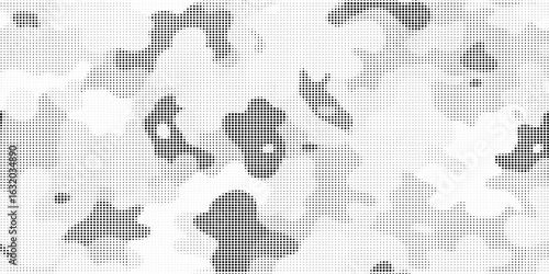 Halftone camouflage pattern with a modern, artistic look. Abstract military texture combining pixel and dotted elements using a limited color palette. Vector