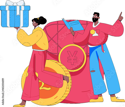 Celebrate financial success together with global economy and investment opportunities, envisioning bright future, growth, and prosperity for everyone with rewards and motivation