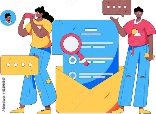 Engaging email marketing campaign for business growth with diverse team analyzing data, crafting messages, and optimizing customer communication for maximum impact and brand reach