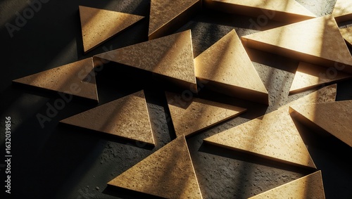 Wallpaper Mural Abstract gold triangles with rough texture on dark background Torontodigital.ca