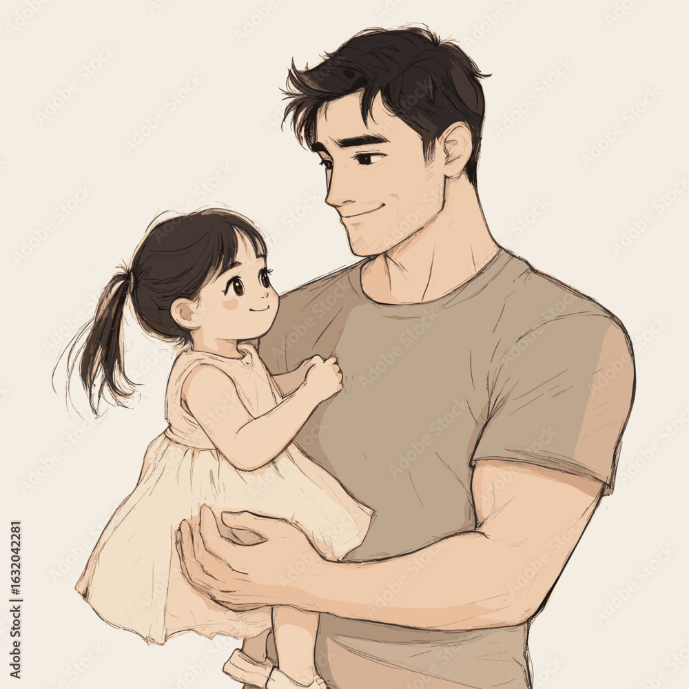 Obraz premium Father and daughter smiling together