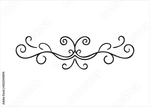 Artistic hand drawn floral decorative borders and flourishes collection for creative design projects and embellishments isolated on white background