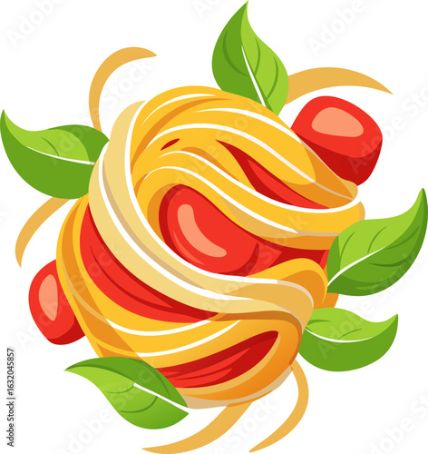 Fresh delicious italian handmade pasta rotating on white