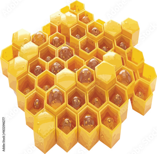vector, illustration, bee nest with honey, sweet food, bees, products