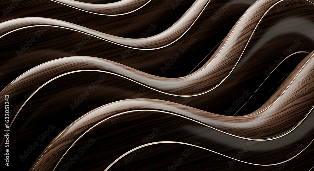 Obraz premium Sophisticated wood grain texture with flowing wave patterns creating dynamic visual effect