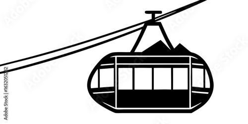 Cable Car Silhouette: A Mountain and Travel Transport Icon
