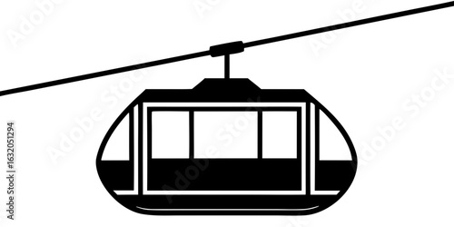 Cable Car Silhouette: A Mountain and Travel Transport Icon