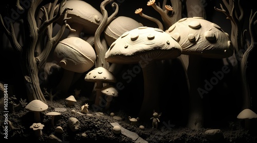 Whimsical Mushroom Forest: Explore the enchanting realm of towering mushrooms, creating a dreamlike landscape where the boundary between fantasy and reality blurs.