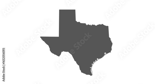 Minimalist silhouette of texas state map on white background