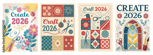 Set of four posters featuring vibrant designs for Create 2026