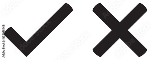 black Checkmark cross icons .Tick and Cross checkmark icons vector for website design, app, UI
