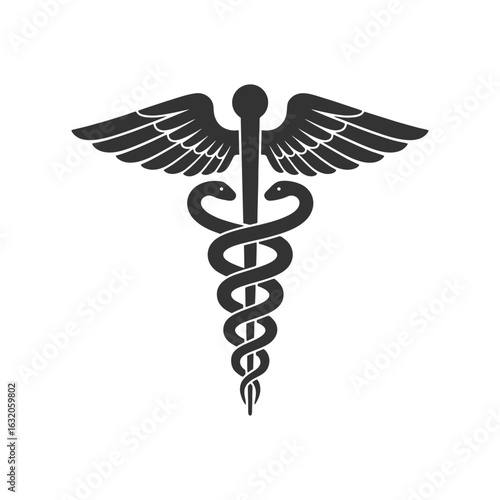 Medical Snake Caduceus Logo Sign Template Vector Isolated on White Background
