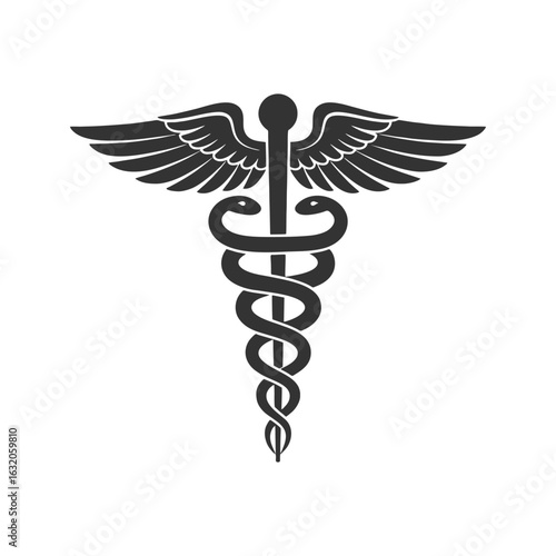 Medical Snake Caduceus Logo Sign Template Vector Isolated on White Background