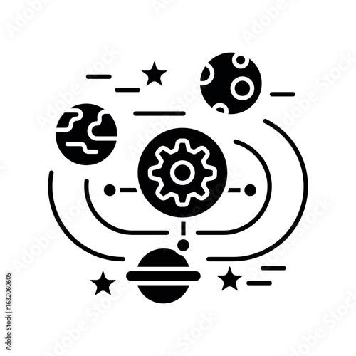 Space resource management black flat icon.
