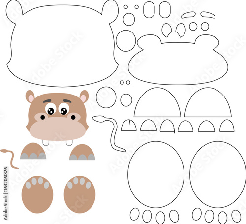 hippo, hippopotamus, animal cut file, laser cut, Cricut, Silhouette, paper craft, felt craft, fabric craft,    SVG file,    cutting file,