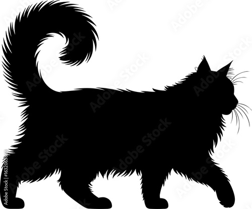 Furry Cat Silhouette Vector Illustration