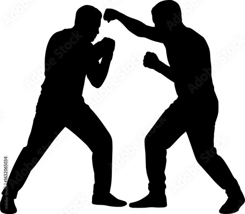 Street Fight Silhouette Vector Illustration