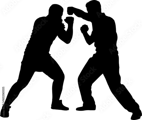 Street Fight Silhouette Vector Illustration