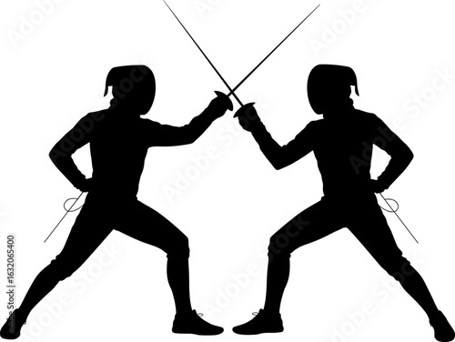 Fencing Player Silhouetter Vector Illustration