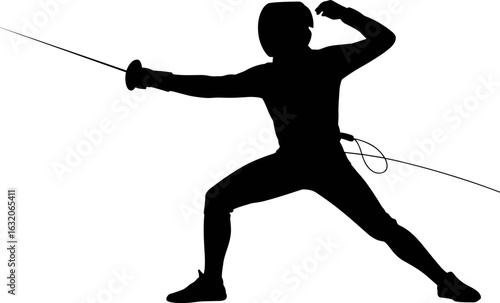 Fencing Player Silhouetter Vector Illustration