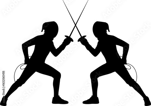 Fencing Player Silhouetter Vector Illustration