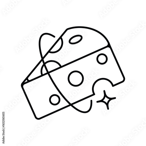 Cheese line icon with white background vector stock illustration