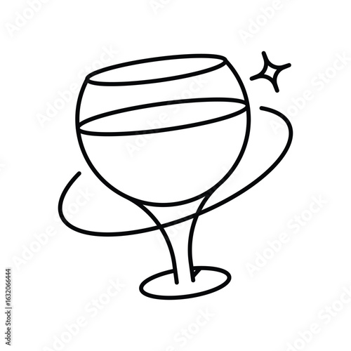 Wine Glass line icon with white background vector stock illustration