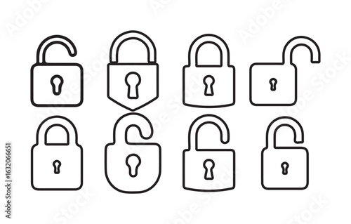 Lock icon set. Locked and unlocked vector icon, Lock Closed Icon, lock and security icon for app, ui, website and logo. Victor illustration eps10