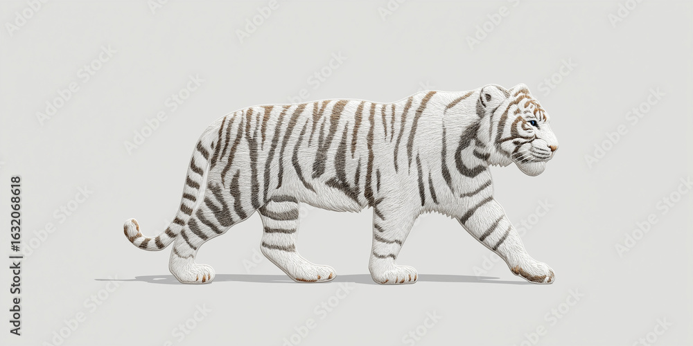 Obraz premium Vintage White Tiger Embroidered Patch