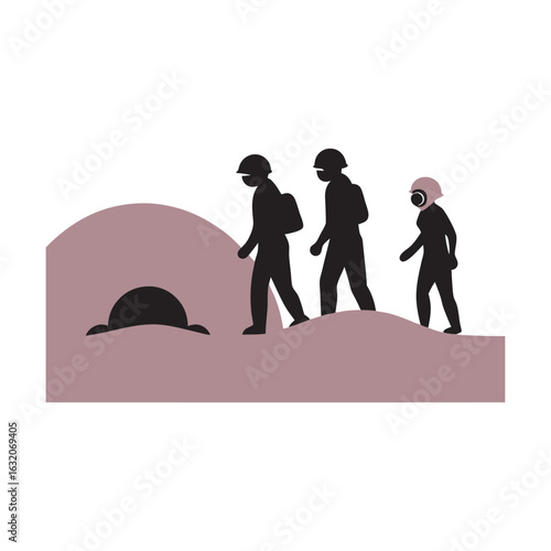 Obraz na plátně Mars Multidisciplinary Colonist Team Silhouette