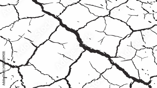 Black Cracks Pattern on White Surface Abstract Texture.