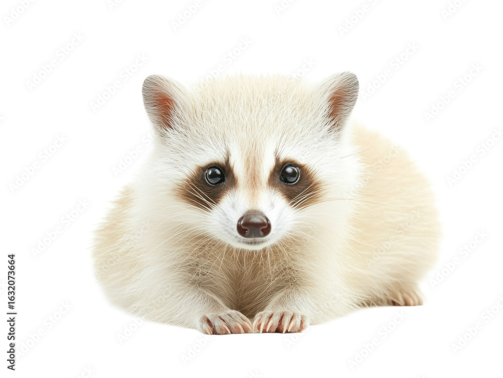 Obraz premium White Albino Raccoon Facing Forward