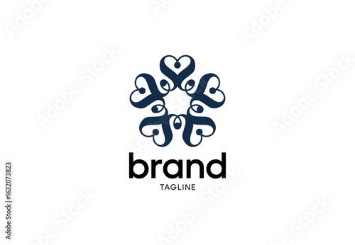 Floral emblem logo design with brand name below