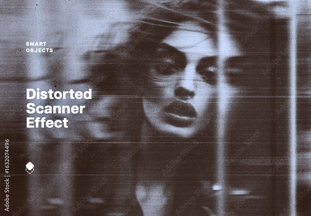 Distorted Scanner Photo Effect Mockup Stock Template | Adobe Stock