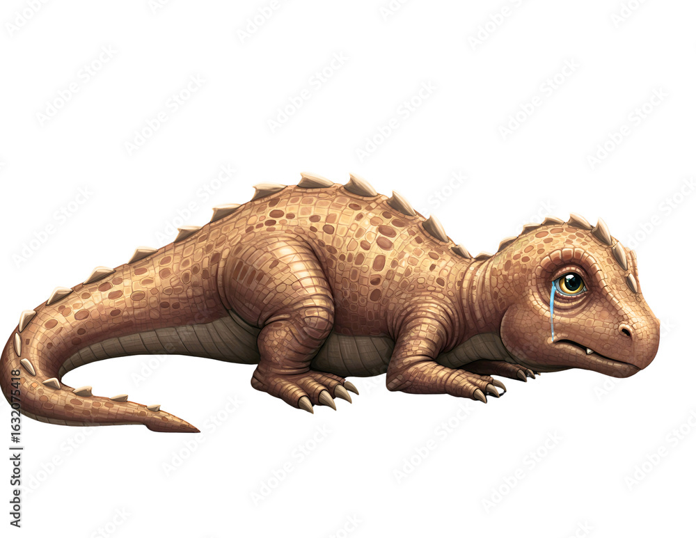 Obraz premium Cute baby dinosaur with big eyes and spiky back